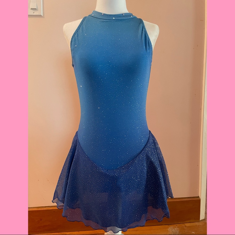 Jerry’s Skate World Blue Glitter Dress Figure Skating, Ice Skating, Dance